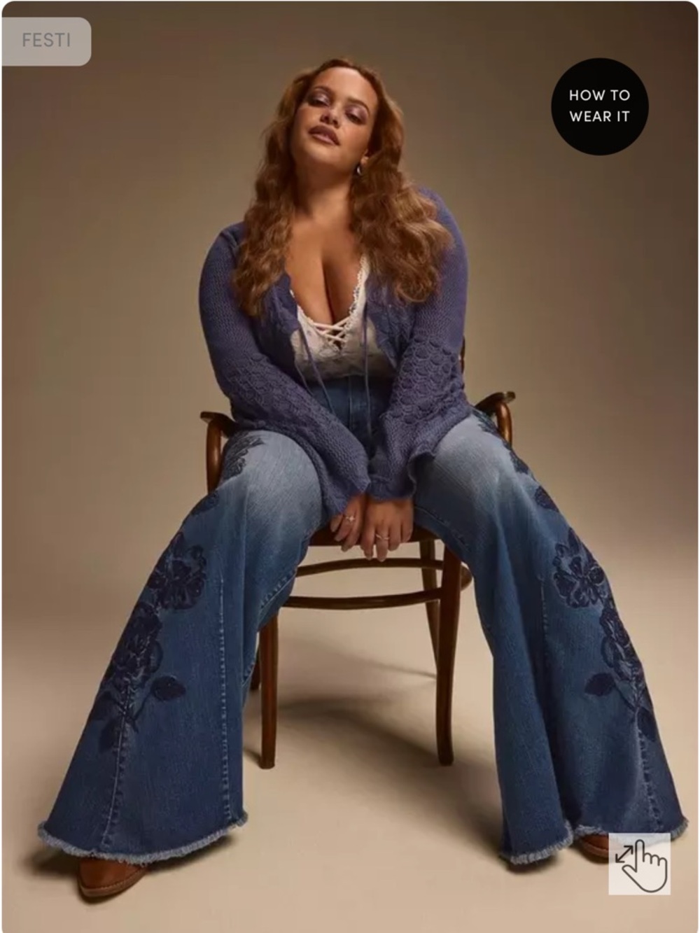 torrid Blue Floral Embroidered Wide-Leg Jeans